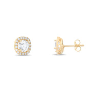 Kolié 9ct Yellow Gold Halo Zirconia Earrings - A Symphony of Light and Luxury - Kolié