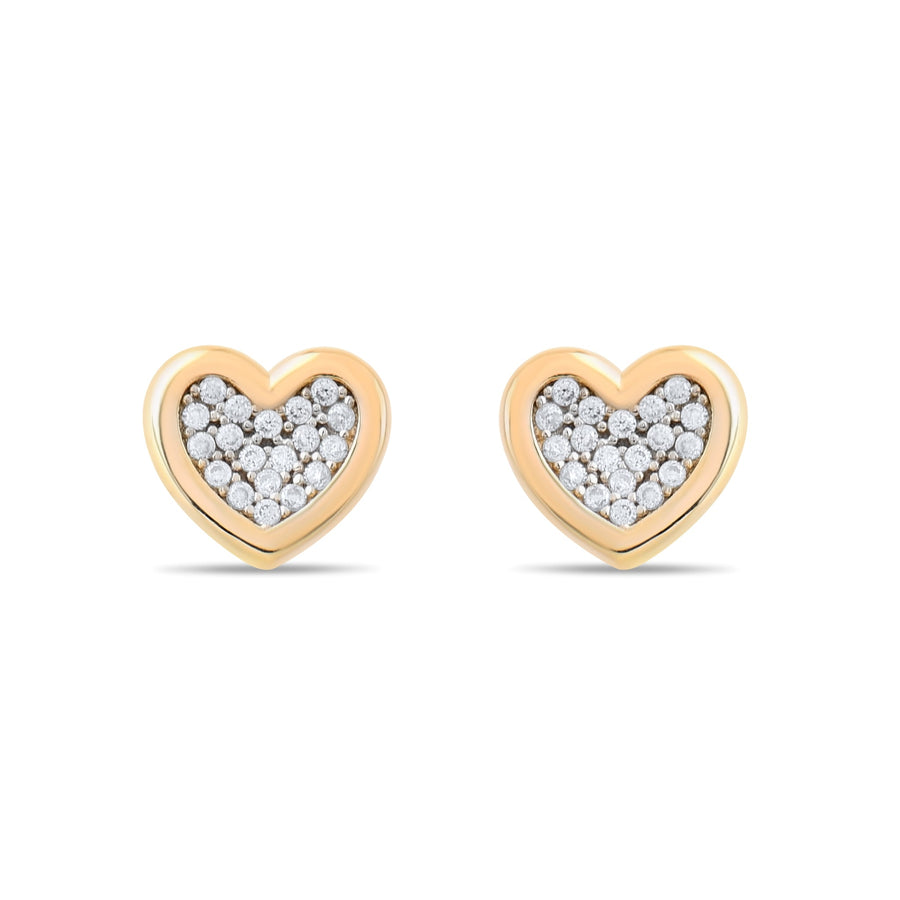 Kolié 9ct Yellow Gold Heart Earrings with Zirconia - A Sparkling Embrace of Elegance - Kolié