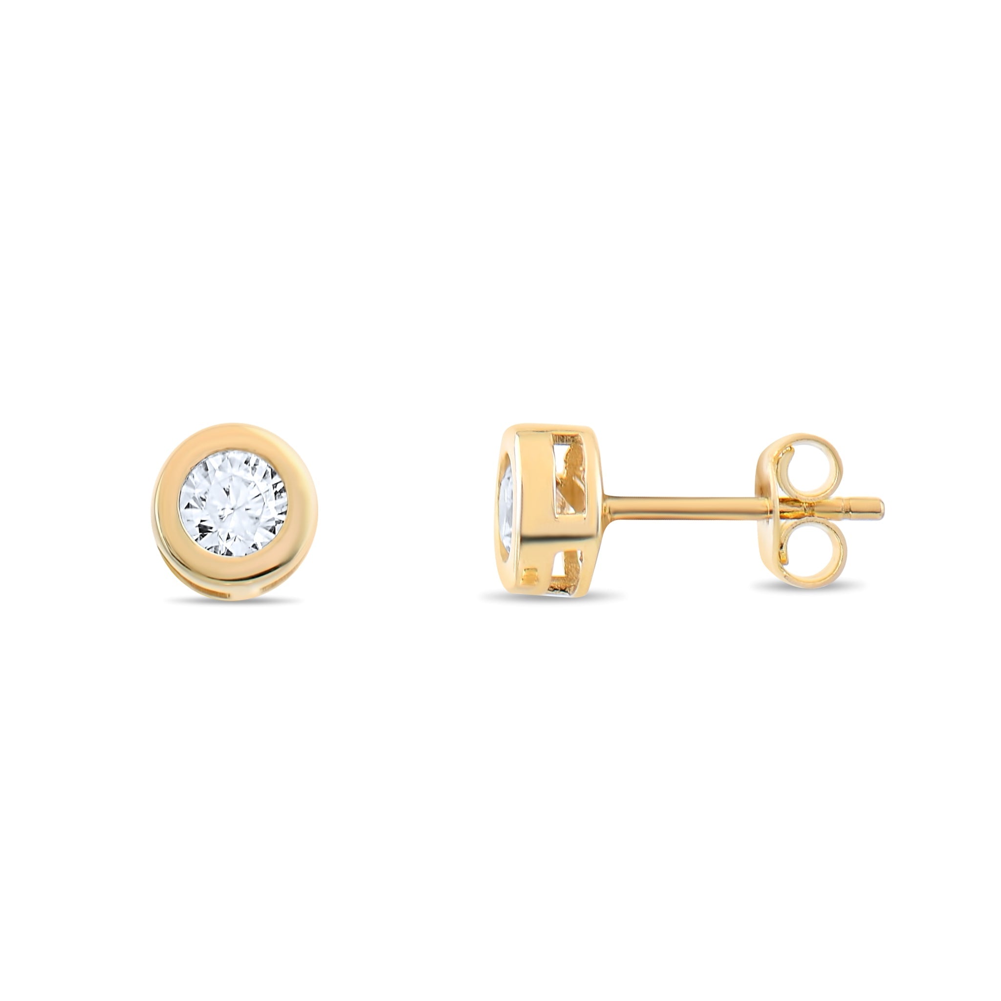 Kolié 9ct Yellow Gold Zirconia Stud Earrings - Classic Elegance Redefined - Kolié