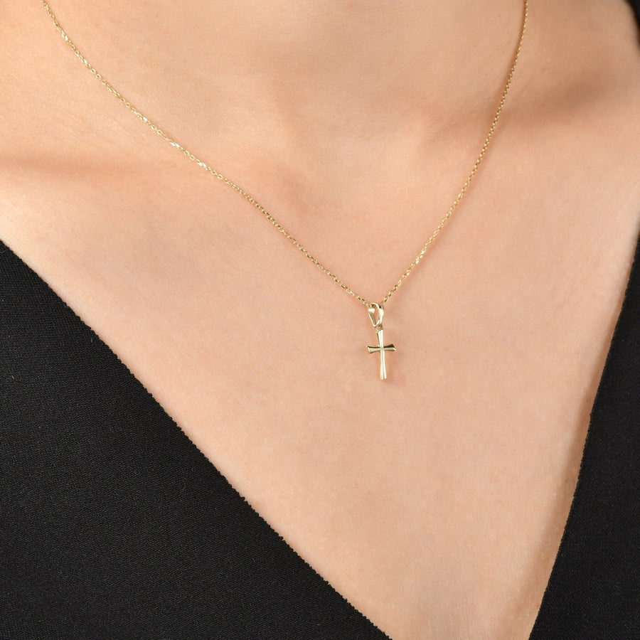 Kolié 9ct/14ct Yellow Gold Cross Pendant Necklace - Serene Elegance Meets Timeless Devotion - Chain Included - Kolié