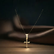 Kolié 9ct/14ct Yellow Gold Cross Pendant Necklace - Serene Elegance Meets Timeless Devotion - Chain Included - Kolié