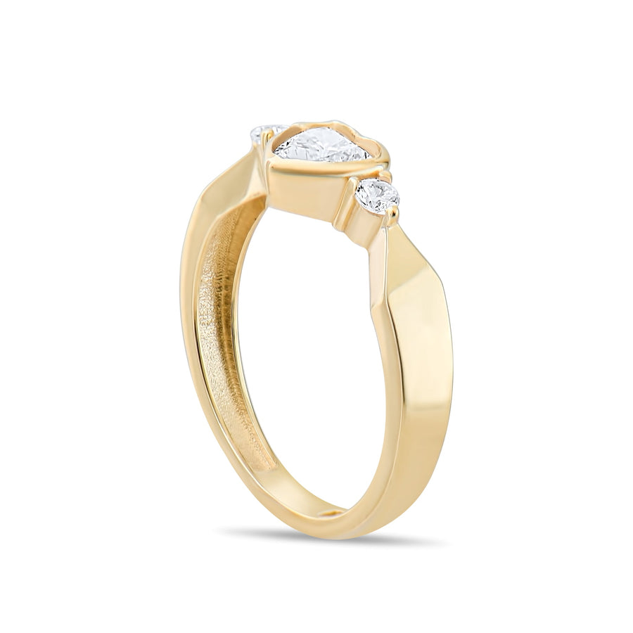 Kolié Heart - Shaped Zirconia 9ct Solid Gold Ring - Love's Lustrous Whisper - Kolié