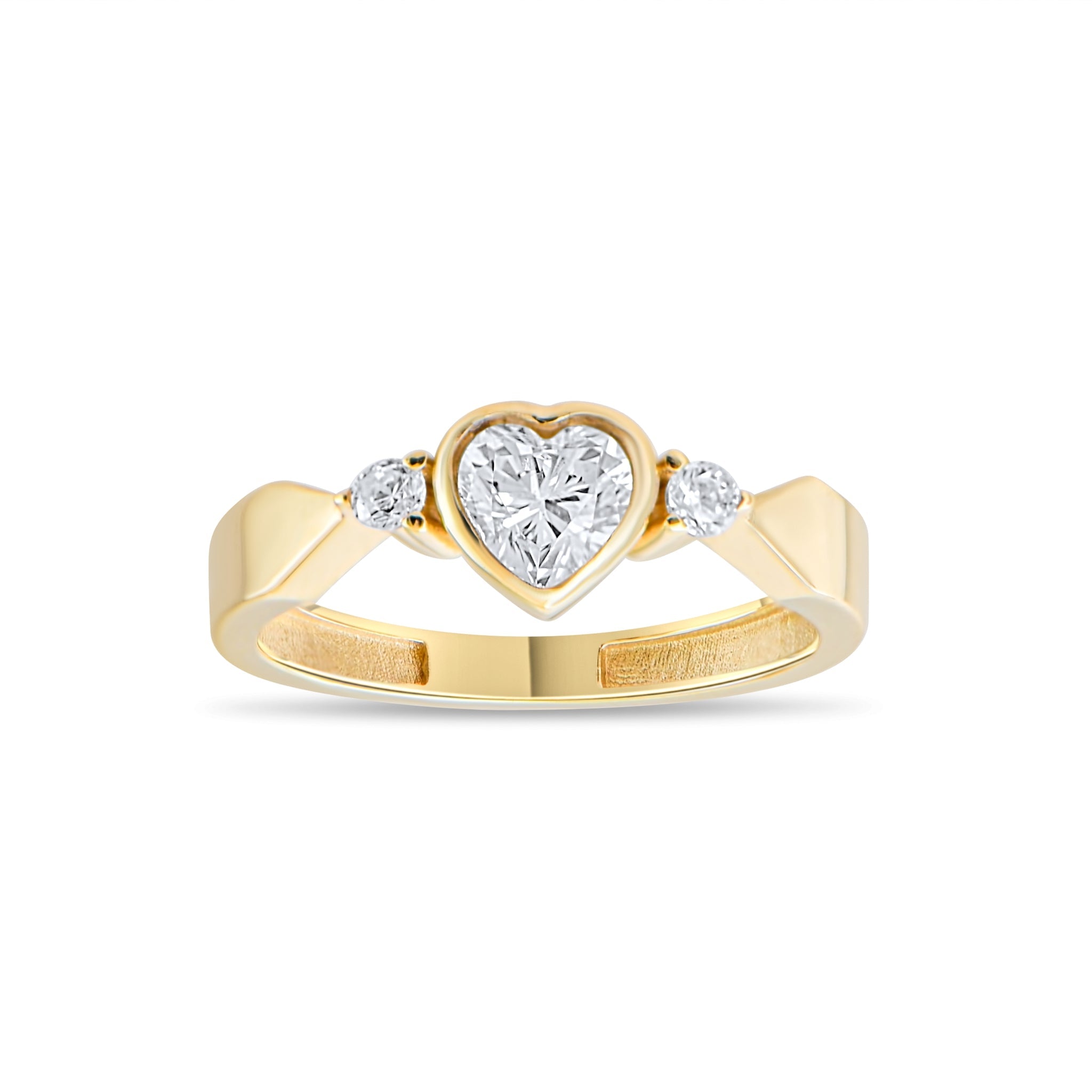 Kolié Heart - Shaped Zirconia 9ct Solid Gold Ring - Love's Lustrous Whisper - Kolié