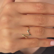 14ct Yellow Gold Stackable Heartbeat Ring