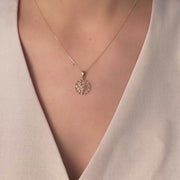 14ct Yellow Gold Diamond Cut Tree of Life Pendant - Pendant Only