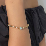 14ct Gold Beaded Evil Eye Bracelet