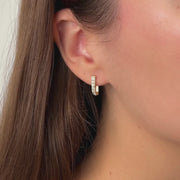 14ct Yellow Gold Channel Set Cubic Zirconia J-Hoop Earrings