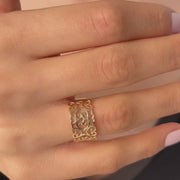 14ct Yellow Gold Celtic Inspired Openwork Heart Ring