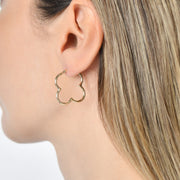 Kolié 9ct Solid Gold Clover-Shaped Hoop Earrings