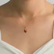 14ct Gold Ladybird Pendant for Girls | Red Enamel Charm | Cute Animal Pendant | Pendant Only