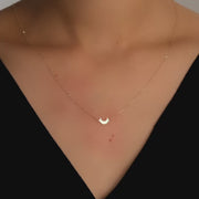 14ct Gold Tiny Crescent Moon Necklace | Minimalist Gold Pendant for Women | Chain Included