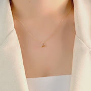 14ct Gold M Initial Necklace, Cubic Zirconia Personalised Pendant, Alphabet Letter Jewellery, Hallmarked