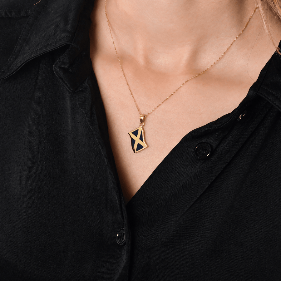 Scottish Flag Necklace – St. Andrew's Cross | Gold Vermeil & Sterling Silver Pendant Charm - Kolié Fine Jewellery