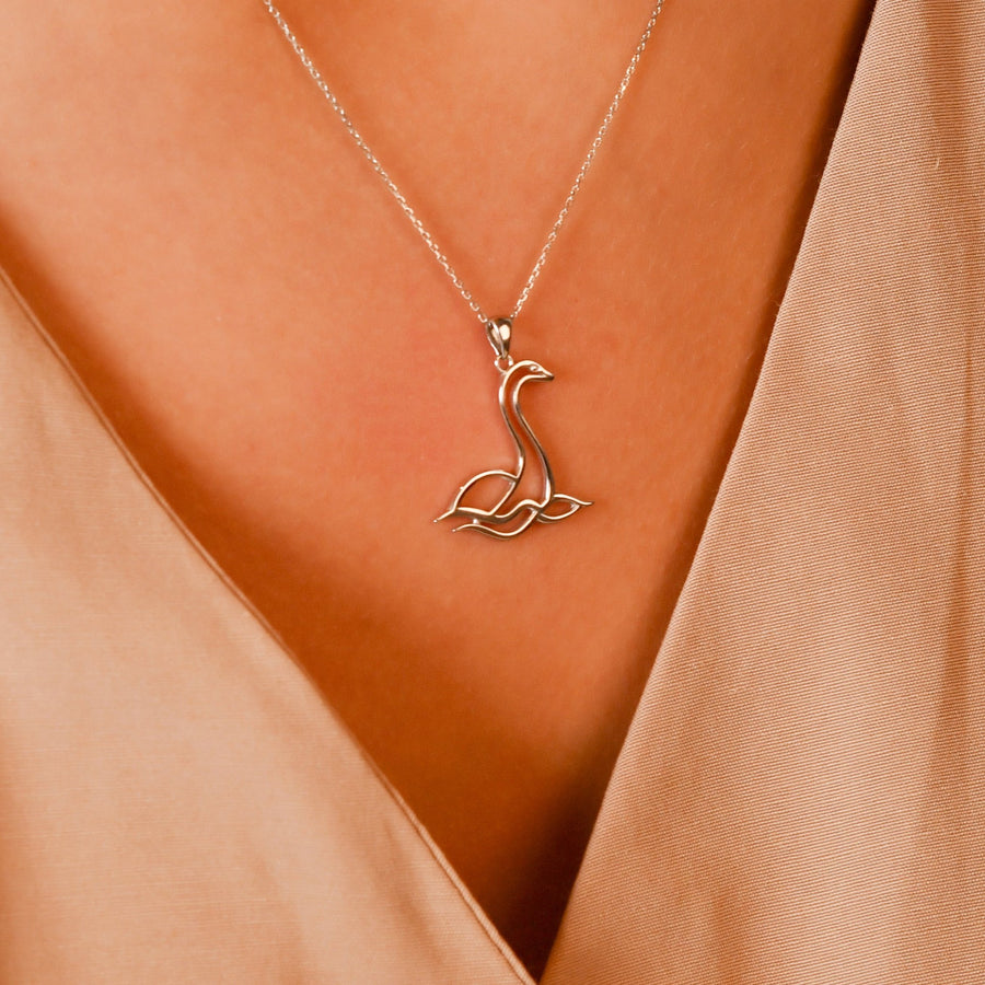 Scottish Nessie Pendant Necklace • Sterling Silver & 18ct Gold Vermeil • Loch Ness Monster Charm - Kolié Fine Jewellery