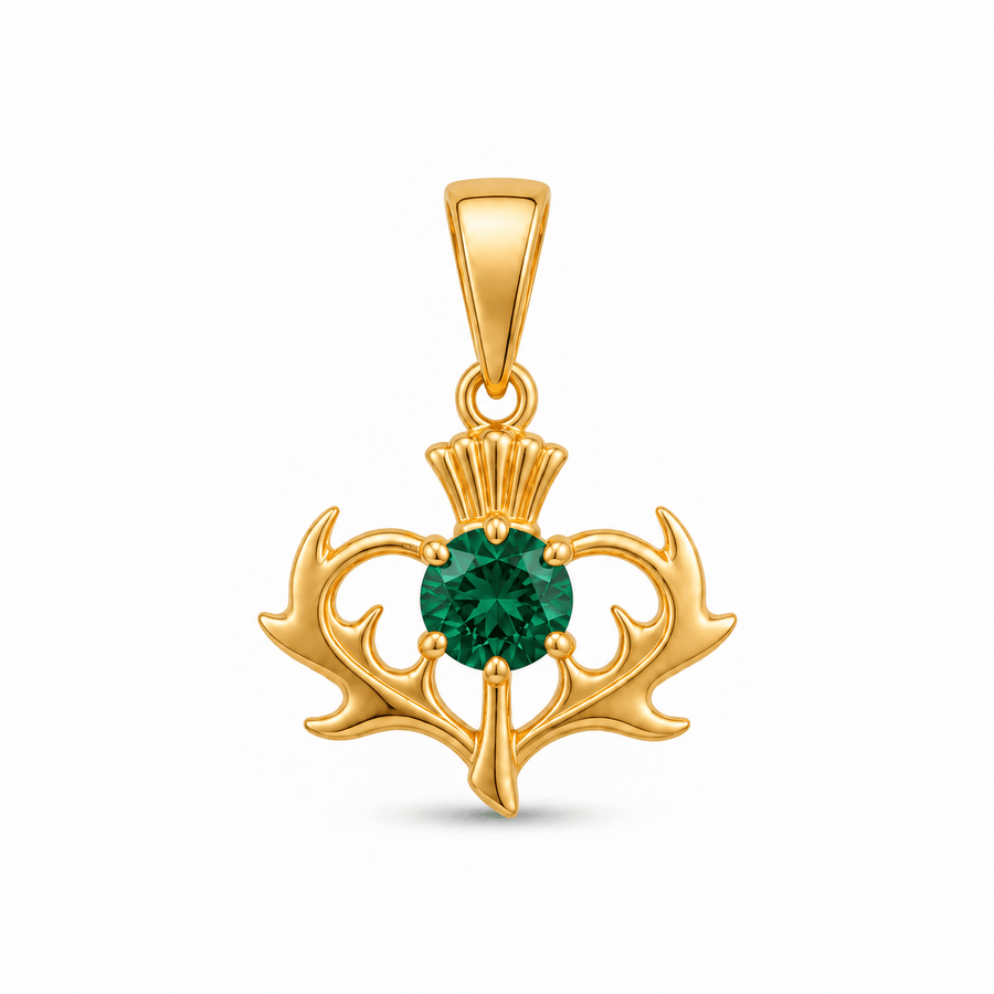 Scottish Thistle Pendant with Purple Cubic Zirconia - Pendant Only - Kolié Fine Jewellery