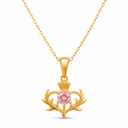 Scottish Thistle Pendant with Purple Cubic Zirconia - Pendant Only - Kolié Fine Jewellery