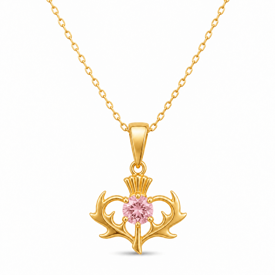 Scottish Thistle Pendant with Purple Cubic Zirconia - Pendant Only - Kolié Fine Jewellery