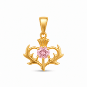 Scottish Thistle Pendant with Purple Cubic Zirconia - Pendant Only - Kolié Fine Jewellery