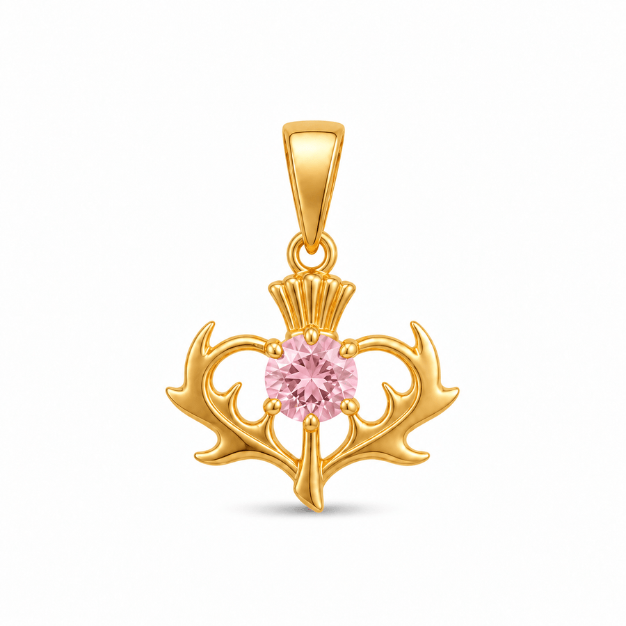 Scottish Thistle Pendant with Purple Cubic Zirconia - Pendant Only - Kolié Fine Jewellery