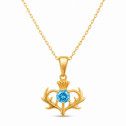 Scottish Thistle Pendant with Purple Cubic Zirconia - Pendant Only - Kolié Fine Jewellery