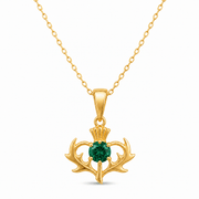 Scottish Thistle Pendant with Purple Cubic Zirconia - Pendant Only - Kolié Fine Jewellery