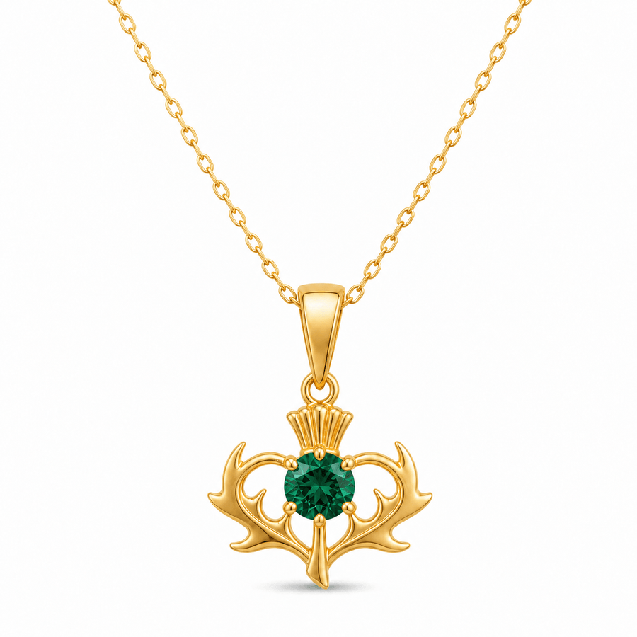 Scottish Thistle Pendant with Purple Cubic Zirconia - Pendant Only - Kolié Fine Jewellery