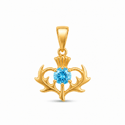 Scottish Thistle Pendant with Purple Cubic Zirconia - Pendant Only - Kolié Fine Jewellery