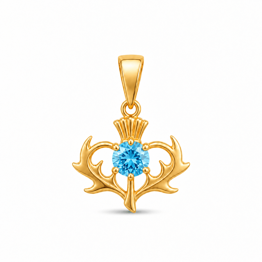 Scottish Thistle Pendant with Purple Cubic Zirconia - Pendant Only - Kolié Fine Jewellery