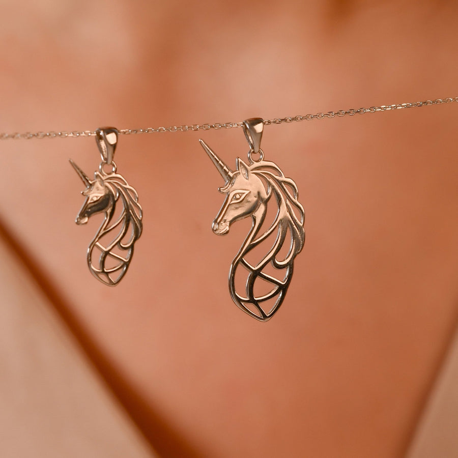 Scottish Unicorn Pendant Necklace • Sterling Silver & 18ct Gold Vermeil • Mythical Royalty Charm - Kolié Fine Jewellery