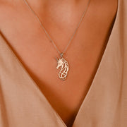 Scottish Unicorn Pendant Necklace • Sterling Silver & 18ct Gold Vermeil • Mythical Royalty Charm - Kolié Fine Jewellery