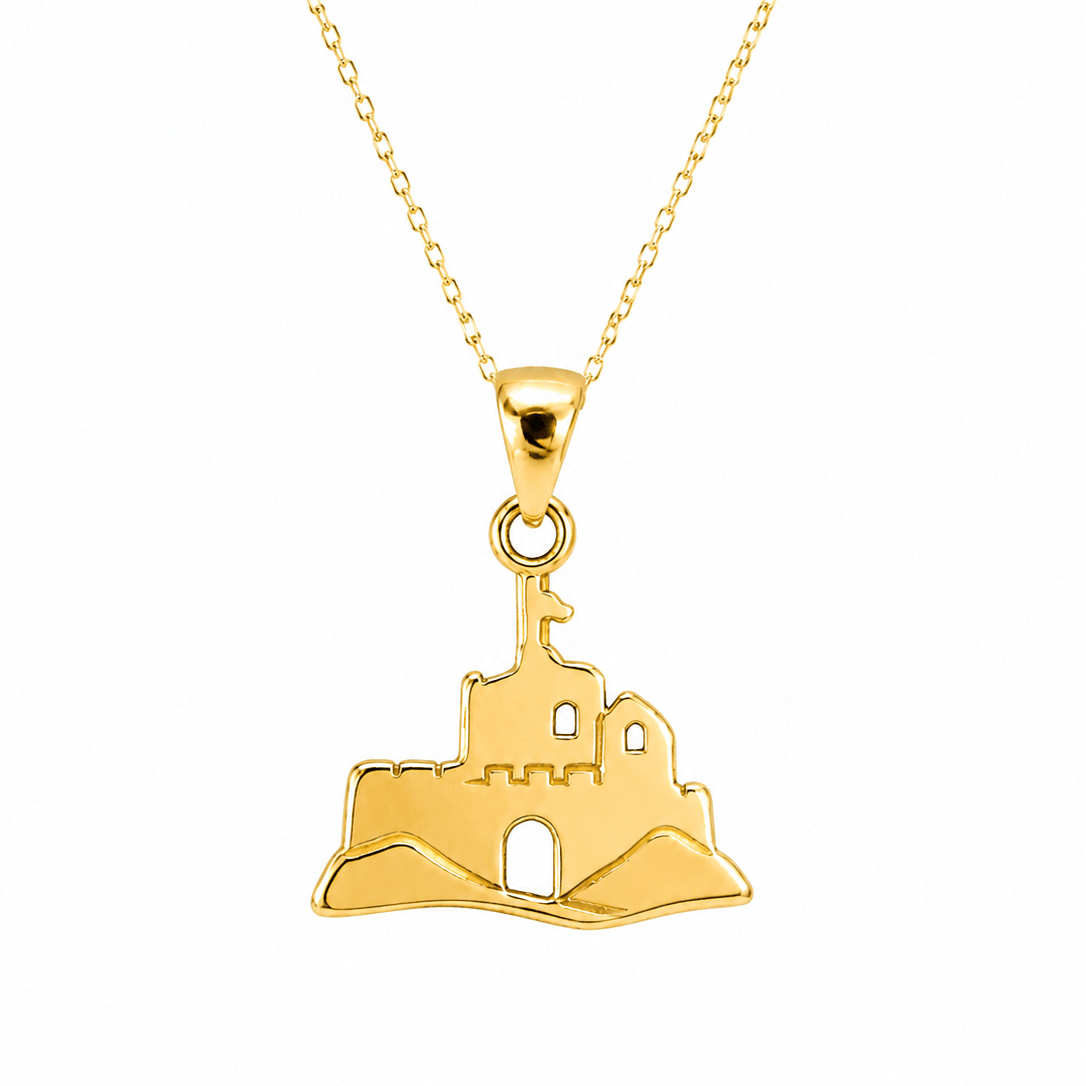 Solid Gold Historic Castle Pendant Necklace • Fine 9ct & 14ct Luxury Charm - Kolié Fine Jewellery
