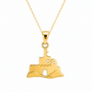 Solid Gold Historic Castle Pendant Necklace • Fine 9ct & 14ct Luxury Charm - Kolié Fine Jewellery