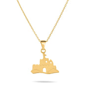 Solid Gold Historic Castle Pendant Necklace • Fine 9ct & 14ct Luxury Charm - Kolié Fine Jewellery