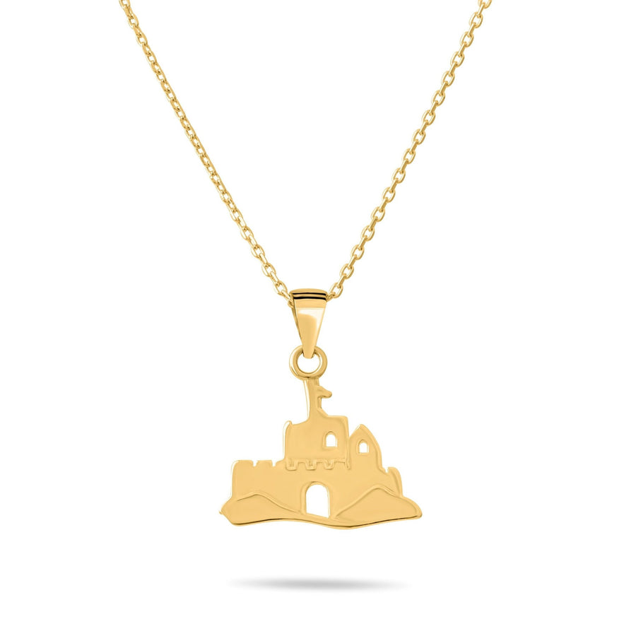 Solid Gold Historic Castle Pendant Necklace • Fine 9ct & 14ct Luxury Charm - Kolié Fine Jewellery