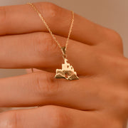 Solid Gold Historic Castle Pendant Necklace • Fine 9ct & 14ct Luxury Charm - Kolié Fine Jewellery