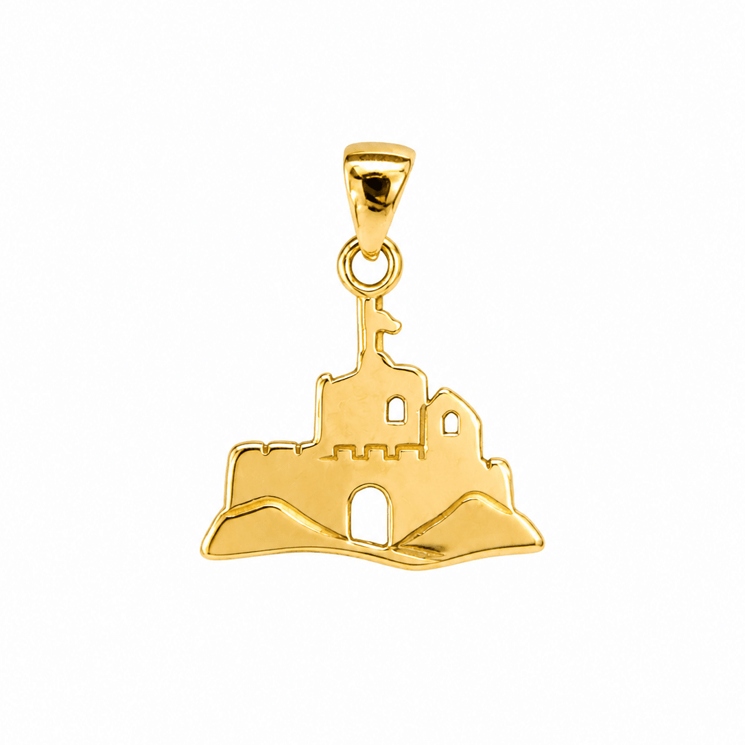 Solid Gold Historic Castle Pendant Necklace • Fine 9ct & 14ct Luxury Charm - Kolié Fine Jewellery