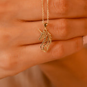 Solid Gold Scottish Unicorn Pendant Necklace • Fine 9ct & 14ct Luxury Charm - Kolié Fine Jewellery