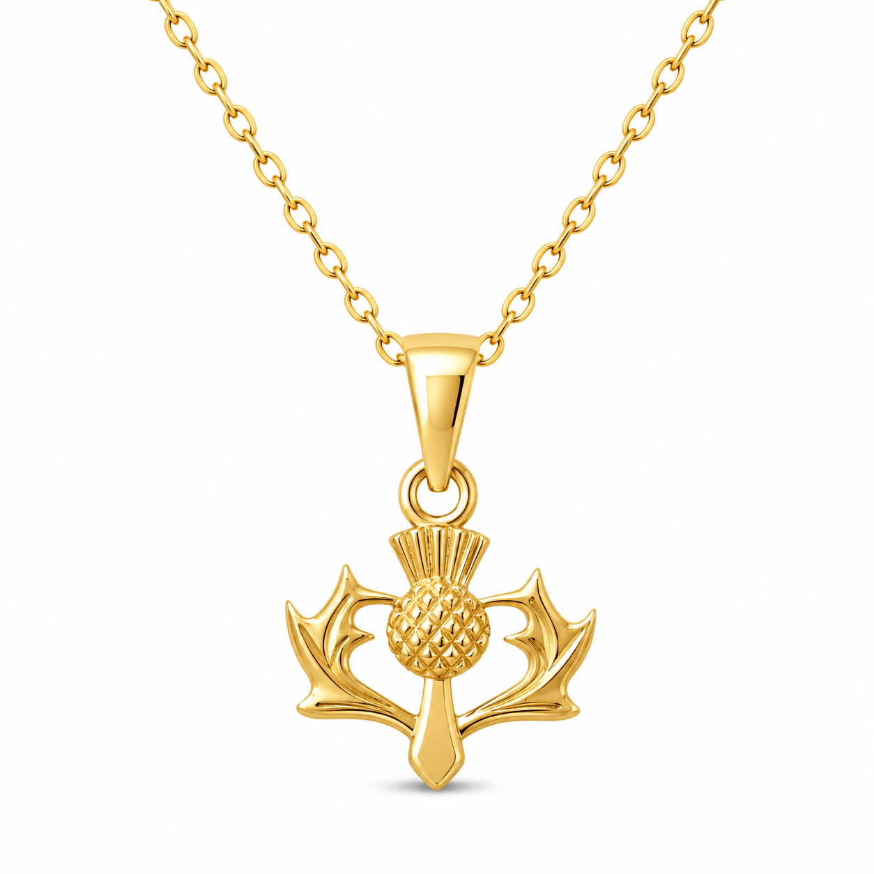 Solid Gold Tiny Thistle Pendant (9ct/14ct/18ct Gold Vermeil/925 Sterling Silver) – Pendant Only - Kolié Fine Jewellery