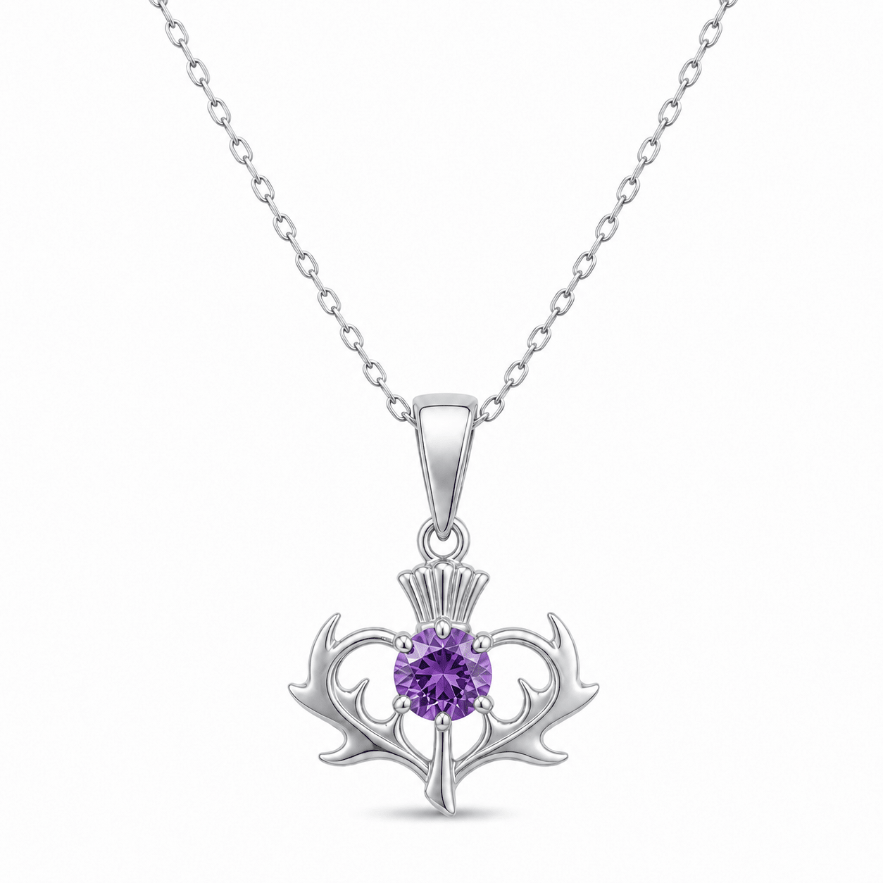 Thistle Pendant with Purple Cubic Zirconia – Scottish Jewellery | Kolié - Kolié Fine Jewellery
