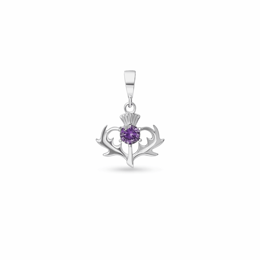 Thistle Pendant with Purple Cubic Zirconia – Scottish Jewellery | Kolié - Kolié Fine Jewellery