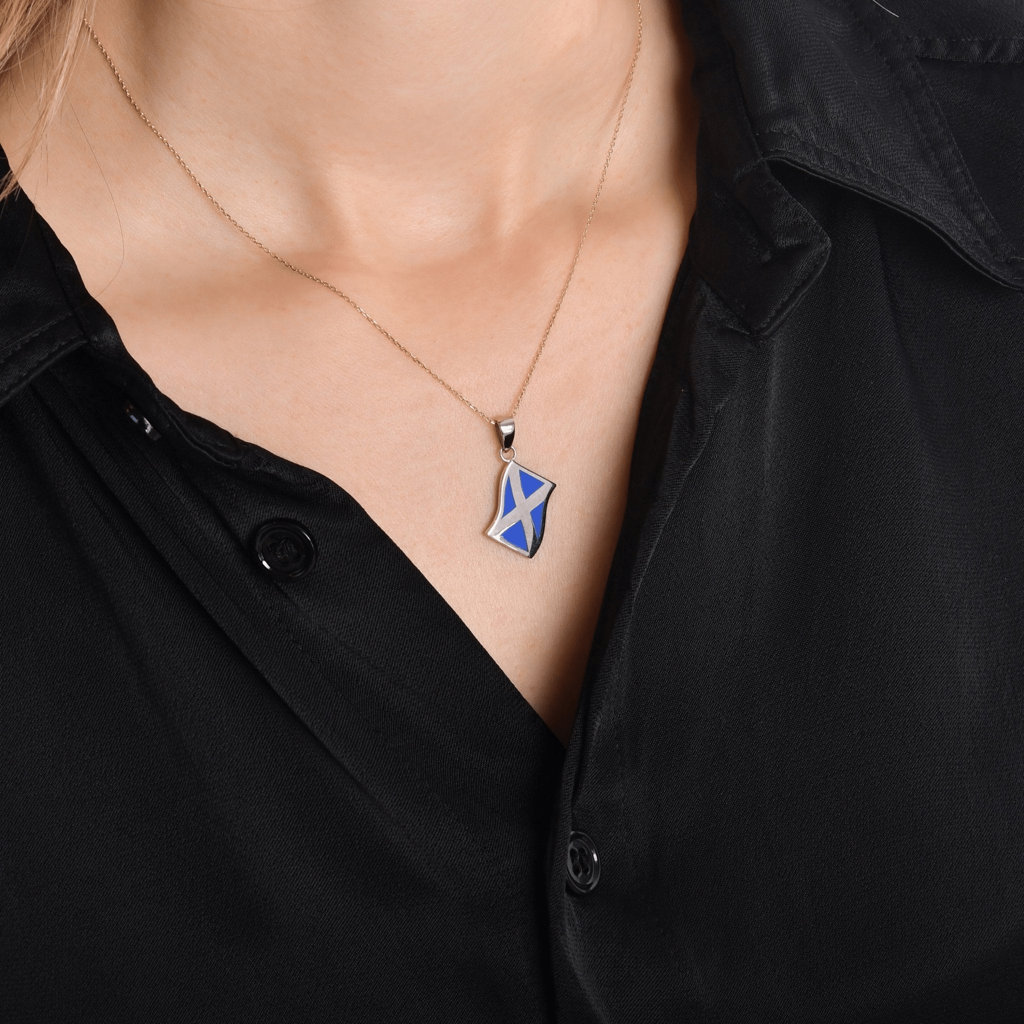 Yellow Gold Scottish Flag Pendant - 9ct/14ct Solid Gold - Kolié Fine Jewellery