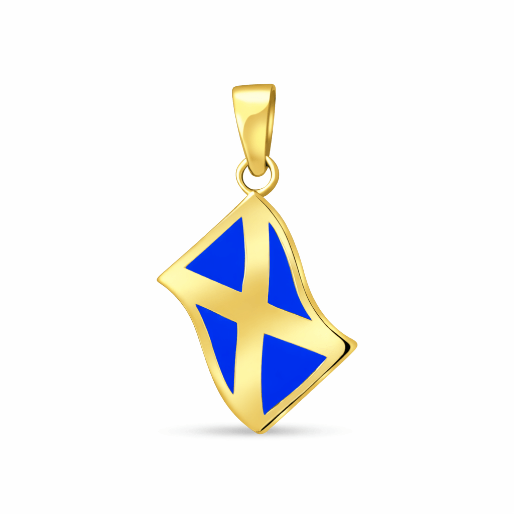 Yellow Gold Scottish Flag Pendant - 9ct/14ct Solid Gold - Kolié Fine Jewellery