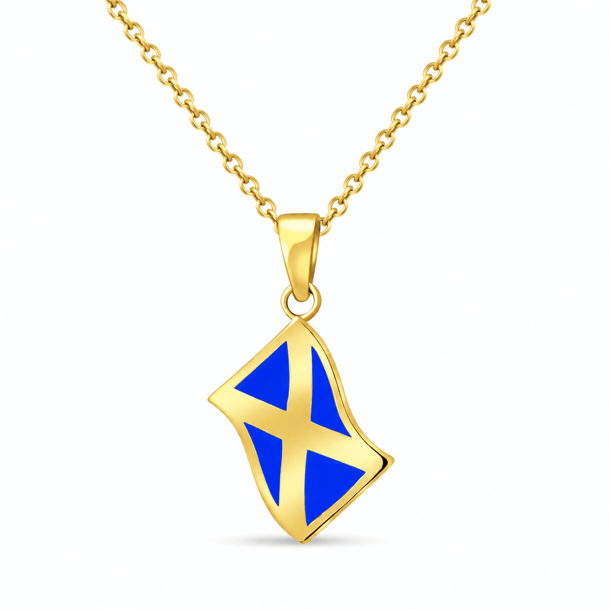 Yellow Gold Scottish Flag Pendant - 9ct/14ct Solid Gold - Kolié Fine Jewellery